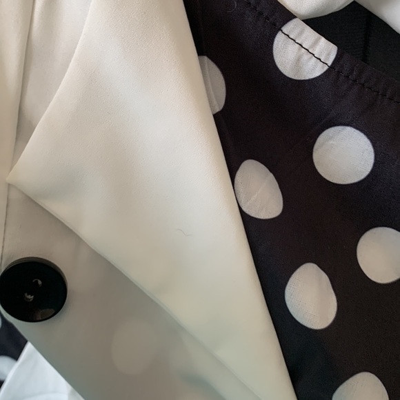 Retro Pin Up Polka Dot Dress White Navy Blue - Picture 9 of 10